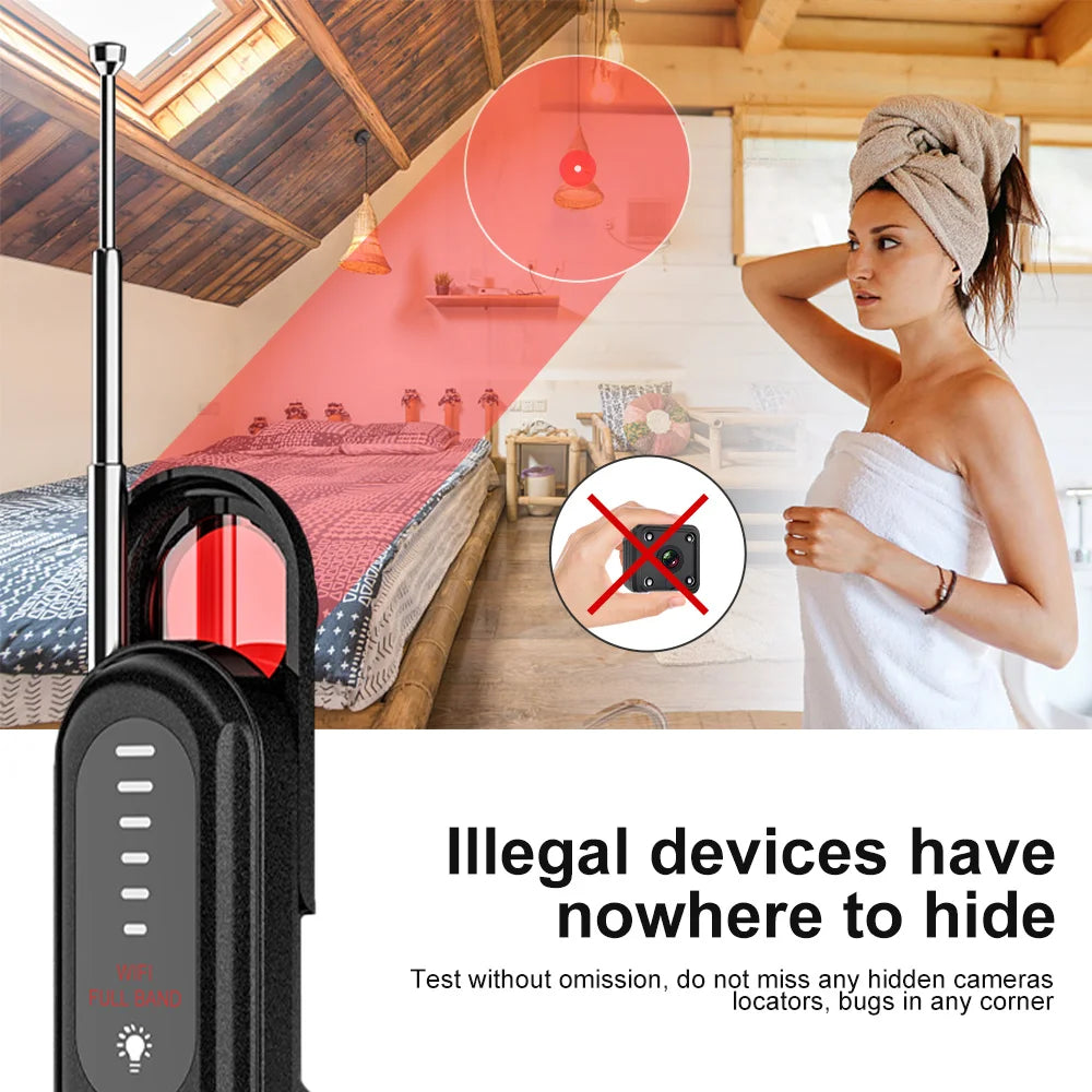 Hidden Camera Detector Listening Device Tracker Anti-Spy Electronic Signal 5 Levels Sensitivity Wireless Signal Scanner for Home