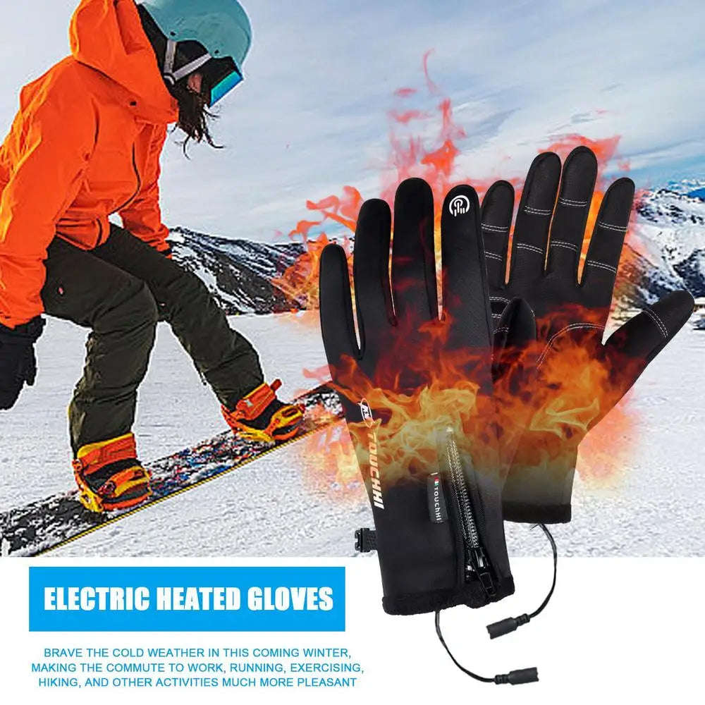 Electric Heating Gloves Touch-screen Cold Weather Ski Gloves USB Rechargeable Winter Hand Warmer Waterproof Windproof Thermal