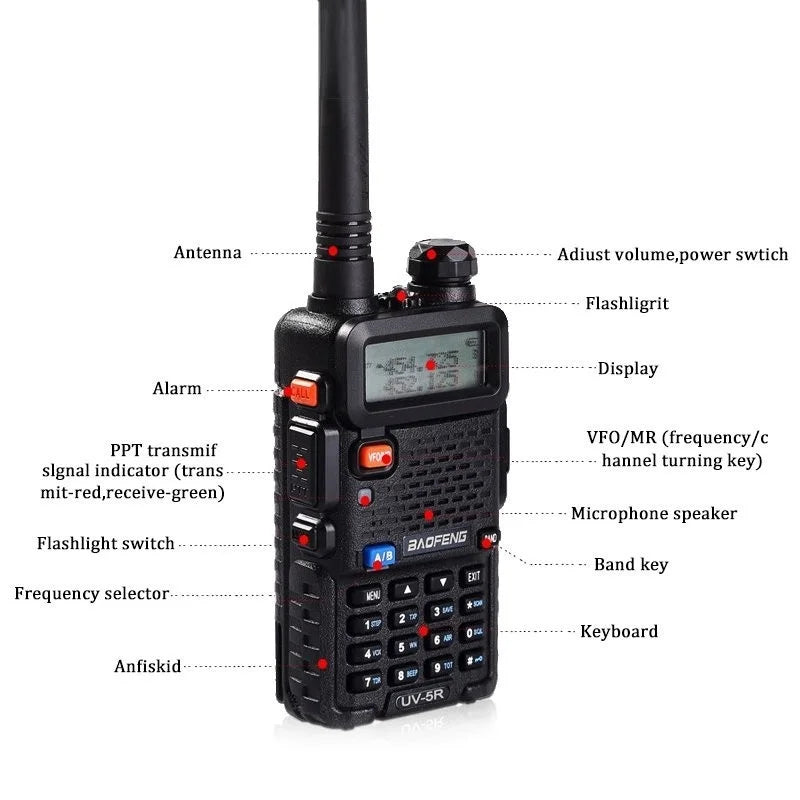 1/2pcs Baofeng Original Uv-5r With LCD High Power Walkie Talkie Radio Comumicador Dmr Vhf Walkman Two Way Radio Dual Band
