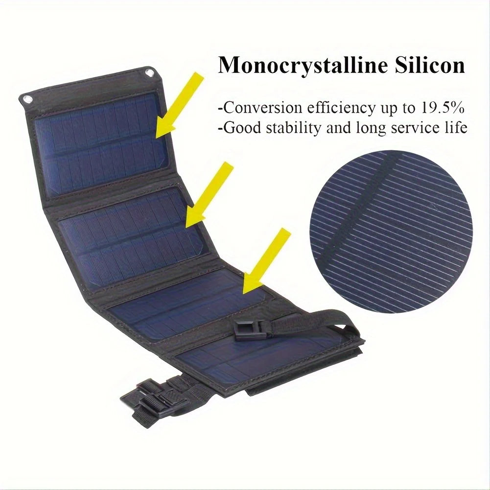2Pcs Foldable Solar Panel, Portable Flexible 5V USB Foldable Solar Panel, Used for Small Batteries Outdoor Lighting Accessories