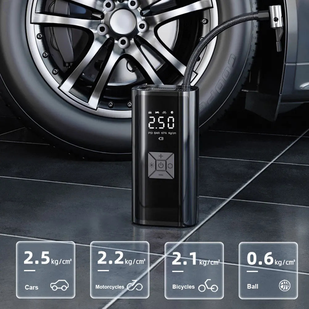 Wireless Car Air Compressor Rechargeable Air Pump Rapid Filling Portable Electric Tire Inflator For Car Auto Motorcycle Bicycle
