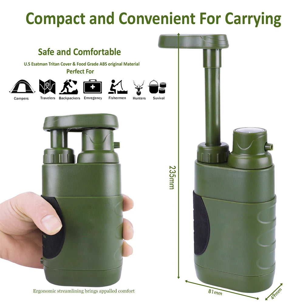 Outdoor Water Filter Filtration System Portable Camping Water Purifier Emergency Supplies Drinking Water Filtering Survival Tool