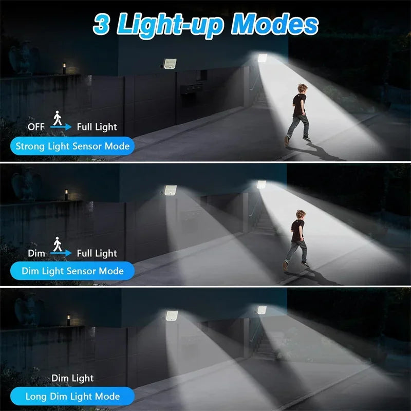 New Solar Outdoor Lights, 256 Solar Powered Motion Sensor Security Lights IP65 Waterproof 3 Modes Flood Lights Outside