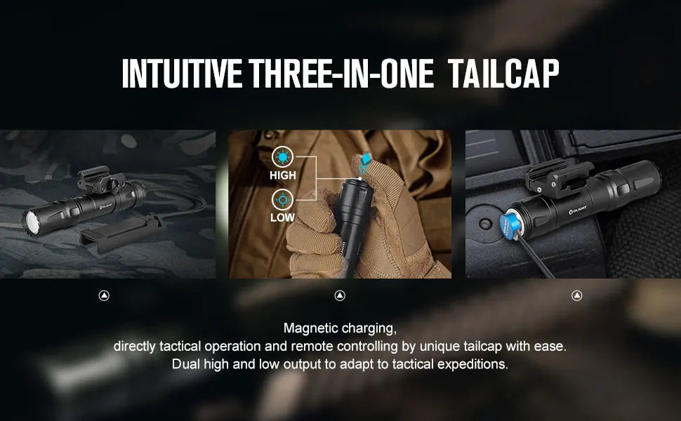 OLIGHT Odin 2000 Lumens Picatinny Rail Mounted Rechargeable Tactical Flashlight Remote Pressure Switch 300 Meters Beam Distance