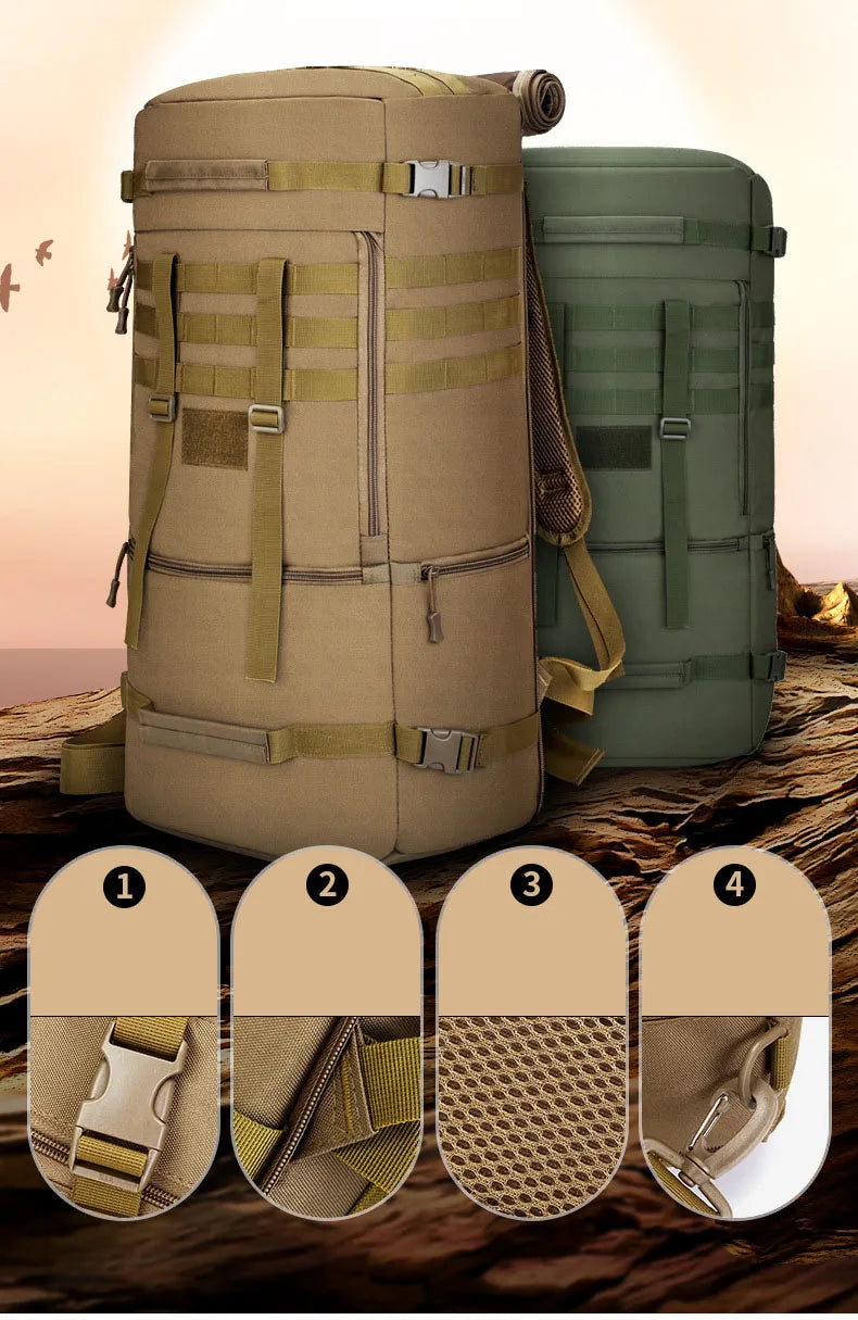 65L Tactical Backpack Men Travel Luggage Bag Outdoor Sport Hunting Molle Camping Rucksacks Men's Large Shoulder Bags