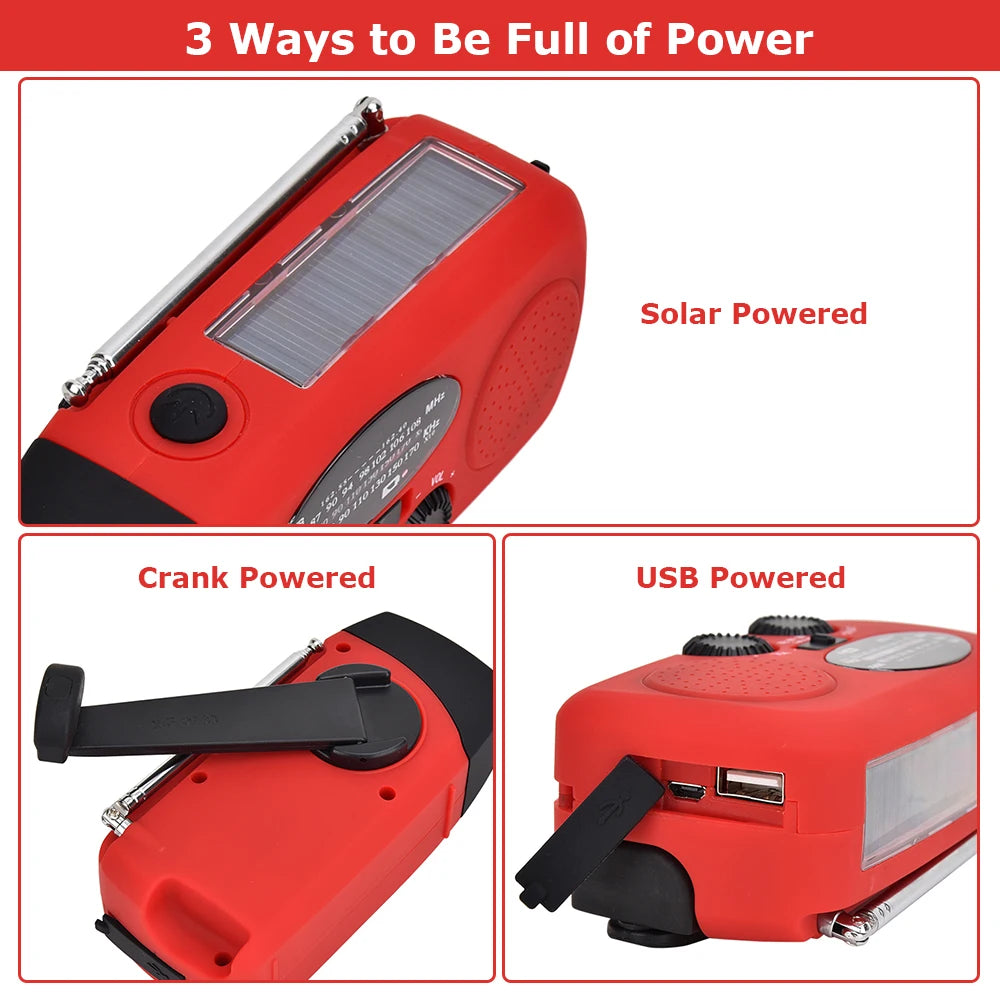 2023 KAYINOW Portable Emergency Solar Hand Crank Radio 5000mAh Power Bank Cranker Flash Light Camping Radio Survival Kit Radio