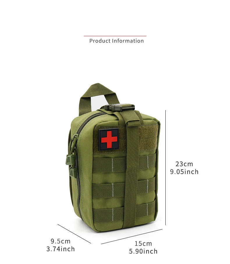 Outdoor First Aid Kit Tactical Hiking Mountaineering Rescue Bag Emergency EDC Rescue Medical Storage Bag Utility Molle Pouch