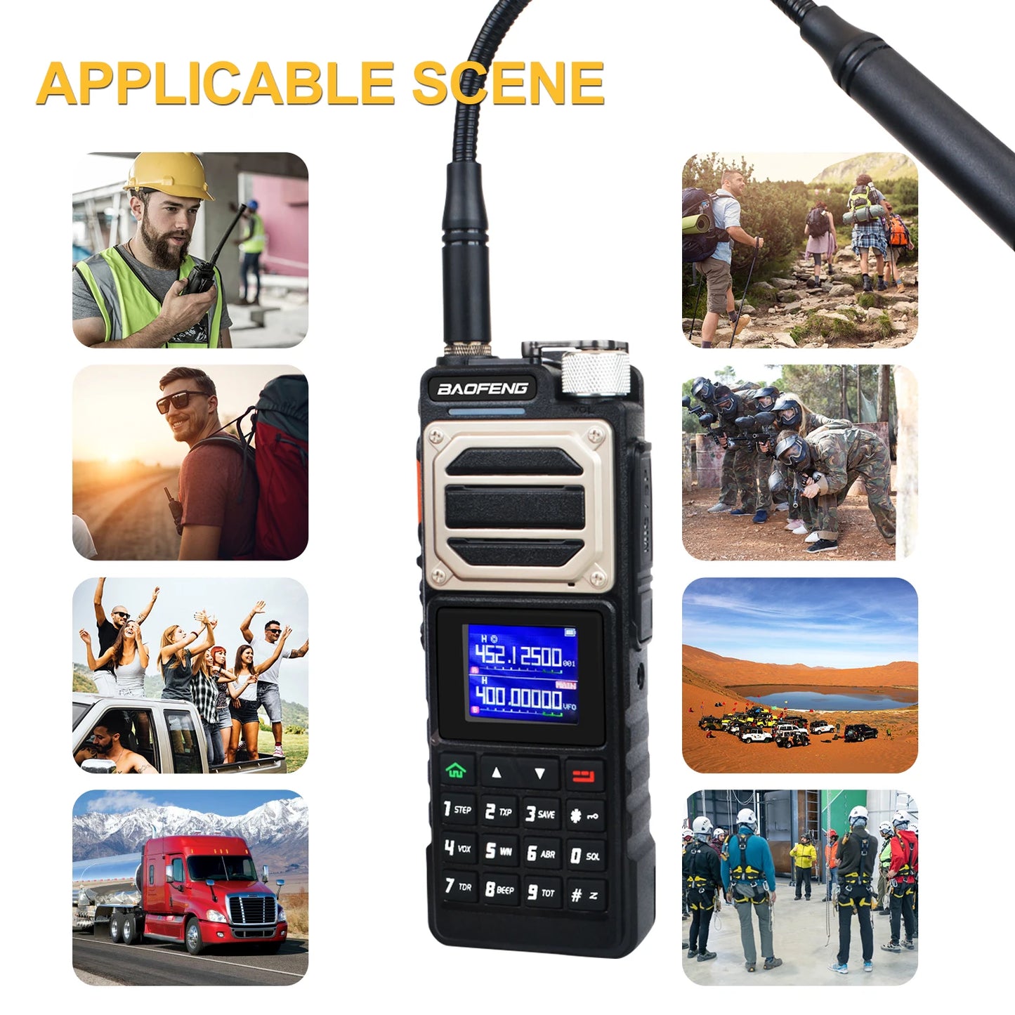 Baofeng 10KM Walkie Talkie UV-25 10W 999Ch Multi-band Amateur FM Radio Freq Copy NoAA Weather Forecast 2800mAh USB-C Battery