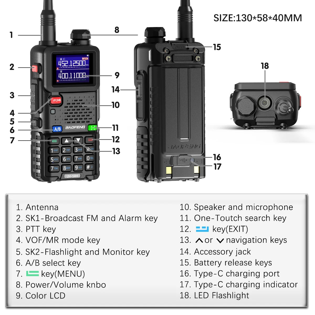 UV 5RH Pro Max 15W Air Band Walkie Talkie Long Range Wirless Copy Frequency Two Way Ham Radio Type-C Baofeng UV 5R Transceiver