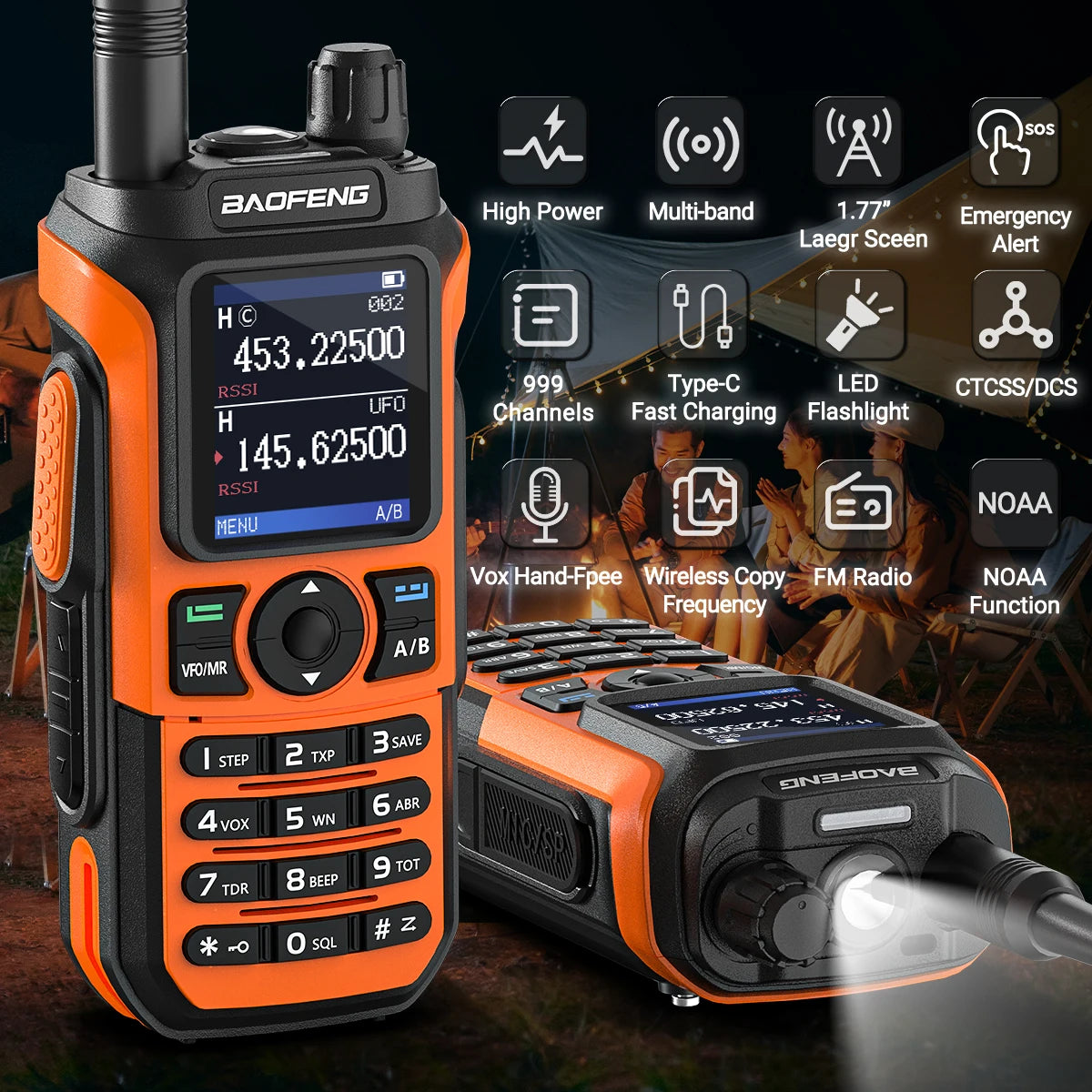 Baofeng UV-21 PRO V2 Long Range Walkie Talkies Multi-band Portable Rechargeable Radio Type-C Wireless Copy Frequency For Hunting