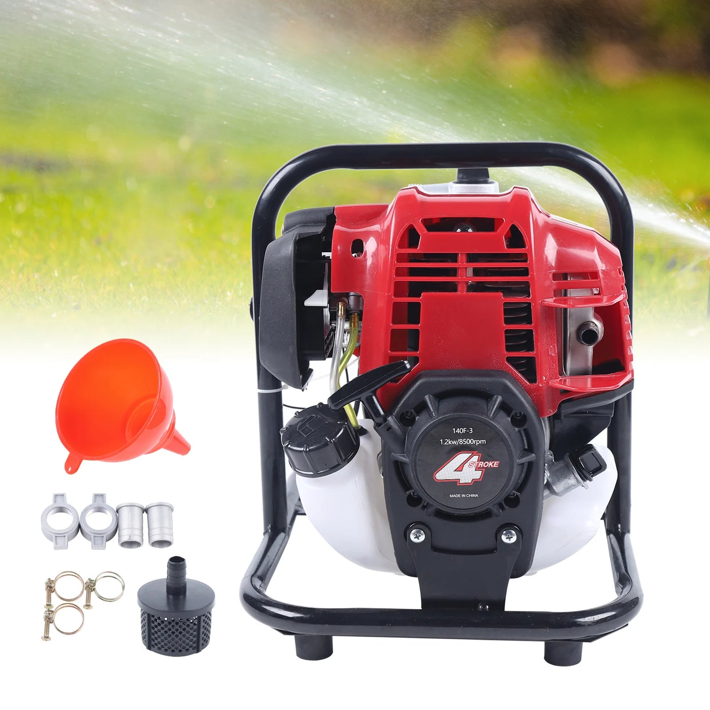4 Stroke Gasoline Engine Water Transfer Pump Portable Single Cylinder Air-cooled for Garden Lawn