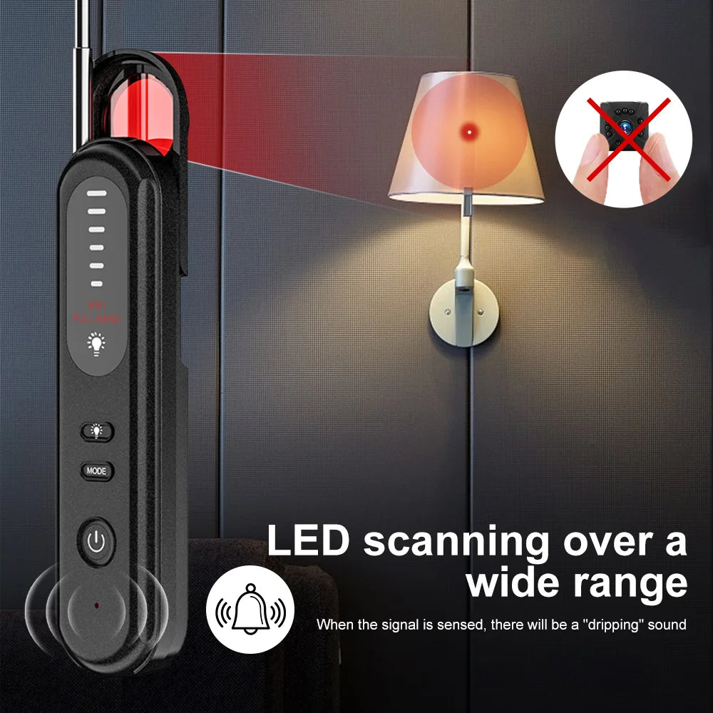Hidden Camera Detector Listening Device Tracker Anti-Spy Electronic Signal 5 Levels Sensitivity Wireless Signal Scanner for Home
