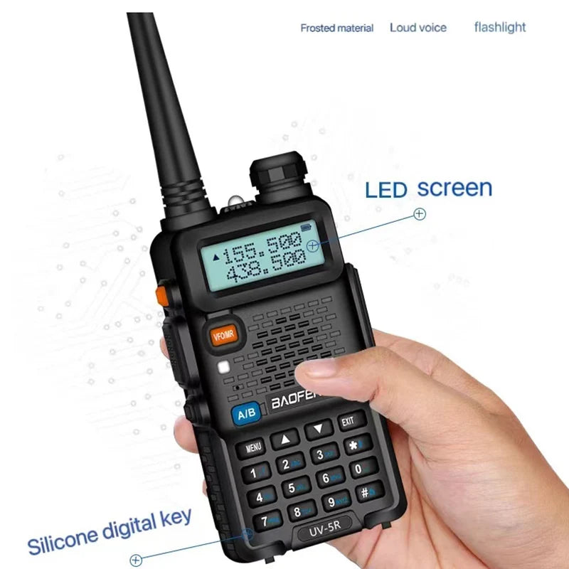 1/2pcs Baofeng Original Uv-5r With LCD High Power Walkie Talkie Radio Comumicador Dmr Vhf Walkman Two Way Radio Dual Band