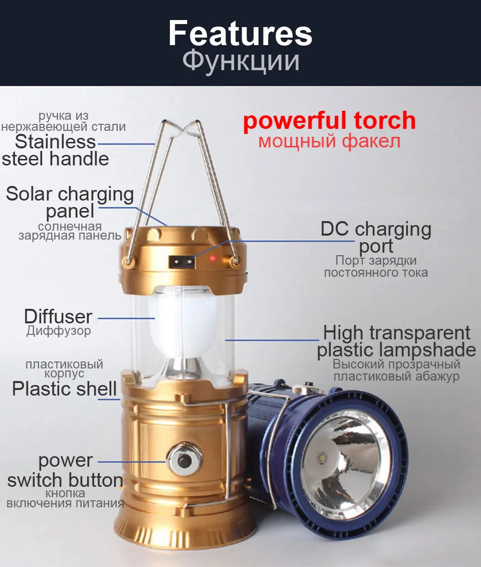 New Multifunctional Camping Light Rechargeable Camping Lamp Solar Power Charging Portable Fan Lantern Emergency Outdoor Lightin