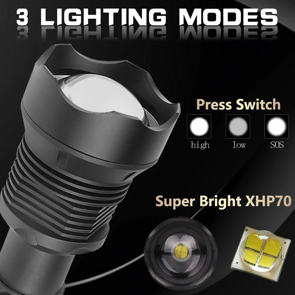 2024 New Aluminum Alloy Ultra LED Flashlight 90000 Lumens ZoomableCompanion for Camping Emergencies Hiking Walking Dog