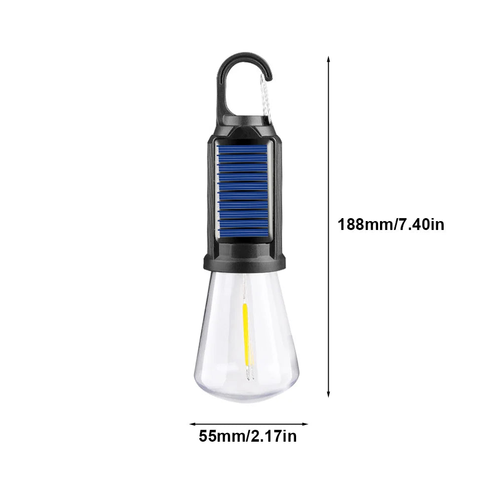 Solar Powered LED Camping Lamp USB Rechargeable Waterproof 400mAh 100LM Tent Light Portable Handheld Lamp for Outdoor Lighting