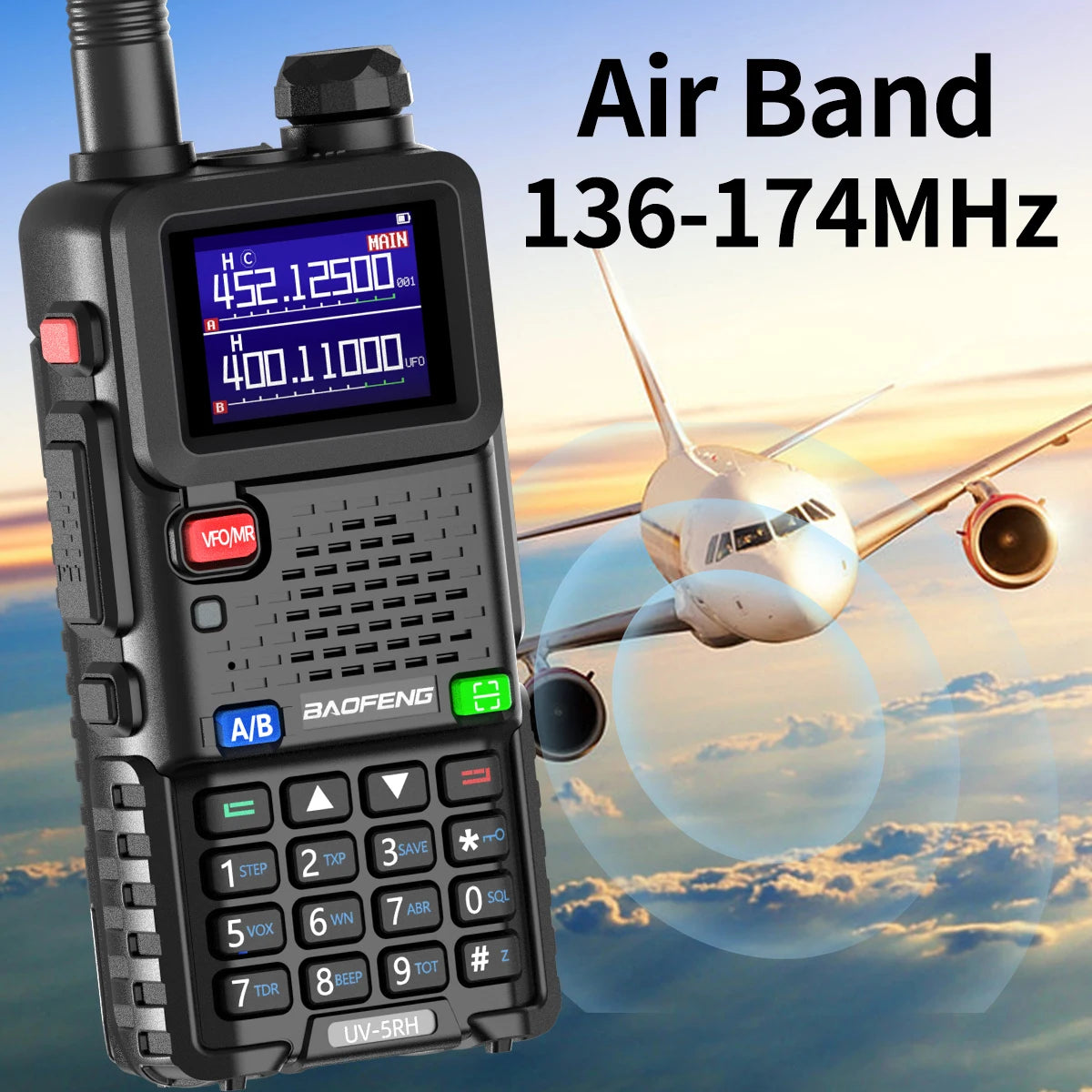 UV-5RH Pro Max 15W Air Band Walkie Talkie Wirless Copy Frequency Type-C NOAA Long Range Baofeng 5RM Ham Two Way Radio
