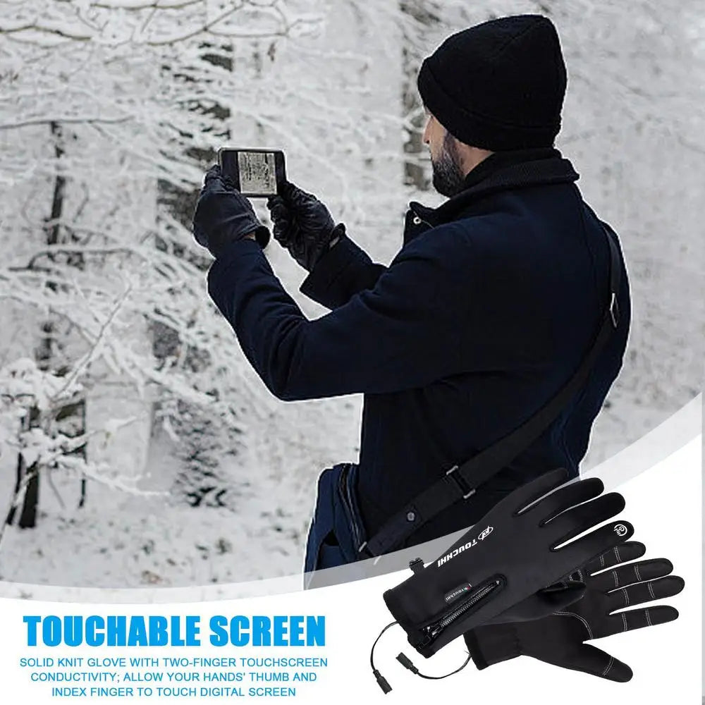 Electric Heating Gloves Touch-screen Cold Weather Ski Gloves USB Rechargeable Winter Hand Warmer Waterproof Windproof Thermal