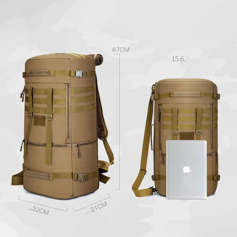 65L Tactical Backpack Men Travel Luggage Bag Outdoor Sport Hunting Molle Camping Rucksacks Men's Large Shoulder Bags
