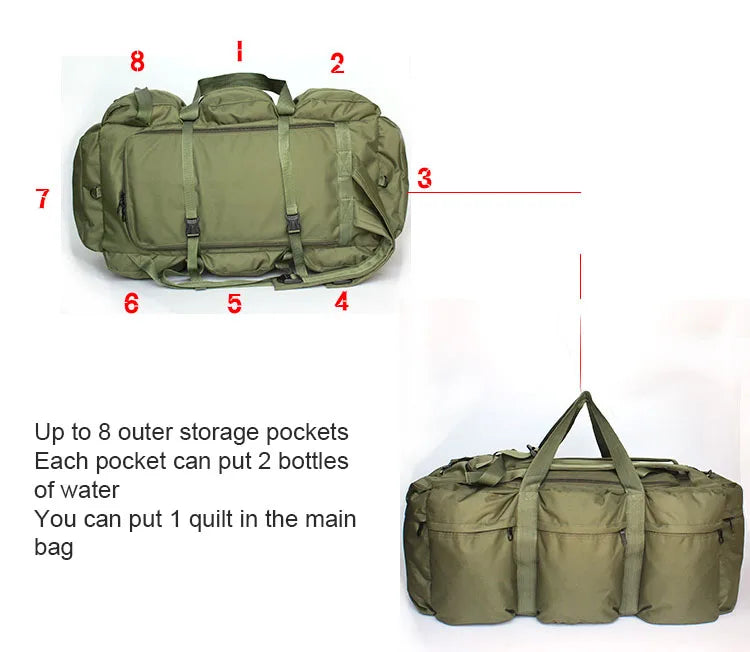 Super Large Capacity 100L Backpack Men Outdoor Waterproof Camping Storage Bag Tent Canopy Tactical Travel Bag Handbag