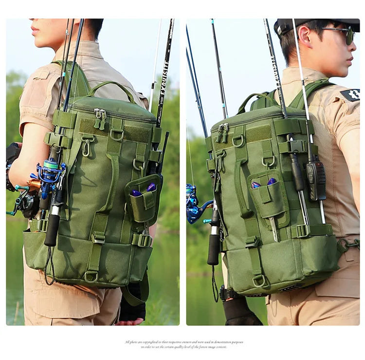 Outdoor Fishing Tackle Backpack Men Lure Box Gear Storage Bag Tactical Hiking Travel Bag Sports Waterproof Cycling Bags